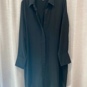 Prologue Women's Long Sleeve Collared Button Down Dress Black